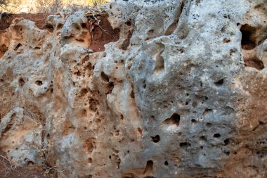 Doğal kaya duvarı, kahverengi, turuncu, gri renkler..