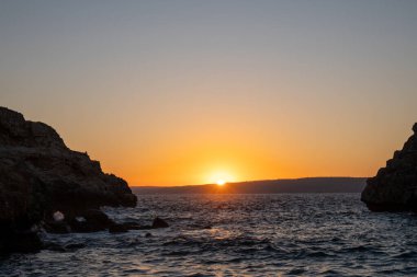 Girit, Yunanistan 'da günbatımı. Peyzaj