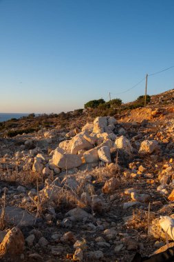Girit, Yunanistan 'da güneşli bir akşamın manzarası