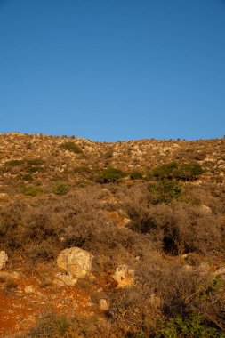 Yunanistan 'ın Girit kentinde bir akşamın güneşli manzarası