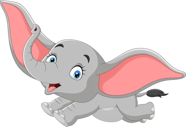 Vektor Illustration Tecknad Glad Baby Elefant Hoppning — Stock vektor