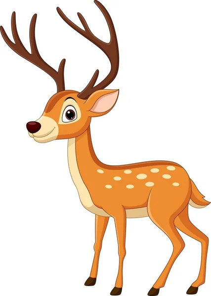 Vector Illustration Cartoon Funny Deer White Background — Stock Vector