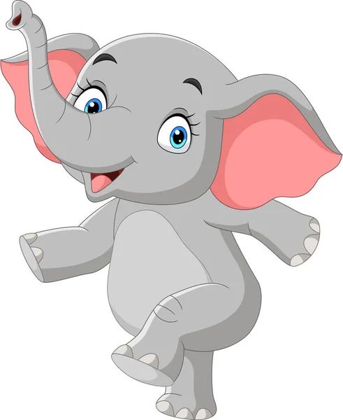 Ilustración Vectorial Dibujos Animados Bebé Feliz Elefante Posando — Vector de stock