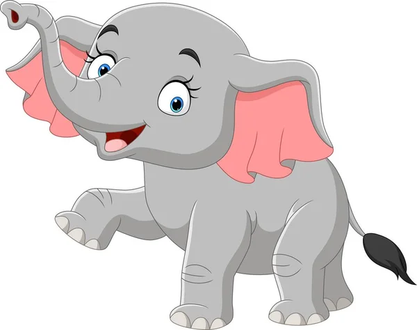 Ilustração Vetorial Elefante Feliz Dos Desenhos Animados Sobre Fundo Branco — Vetor de Stock
