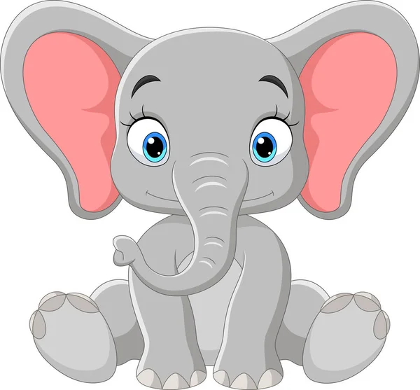 Vektor Illustration Von Cartoon Glückliches Elefantenbaby Sitzt — Stockvektor