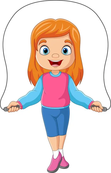 Векторная Иллюстрация Маленькой Девочки Играющей Прыжок Лицензионные Стоковые Векторы