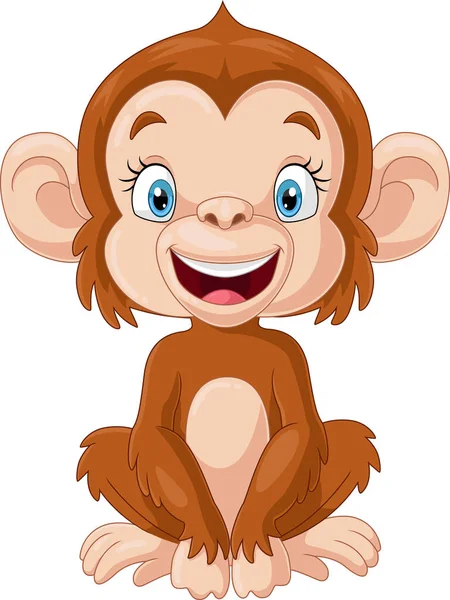 Ilustração Vetorial Bonito Pequeno Macaco Desenho Animado Sentado —  Vetores de Stock