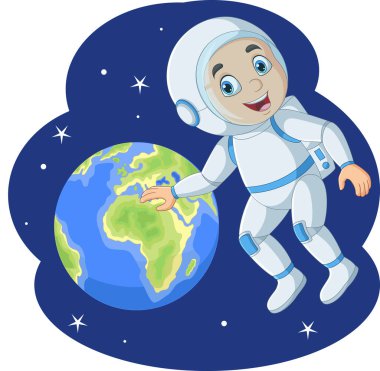 Dış uzayda çizgi film astronotu