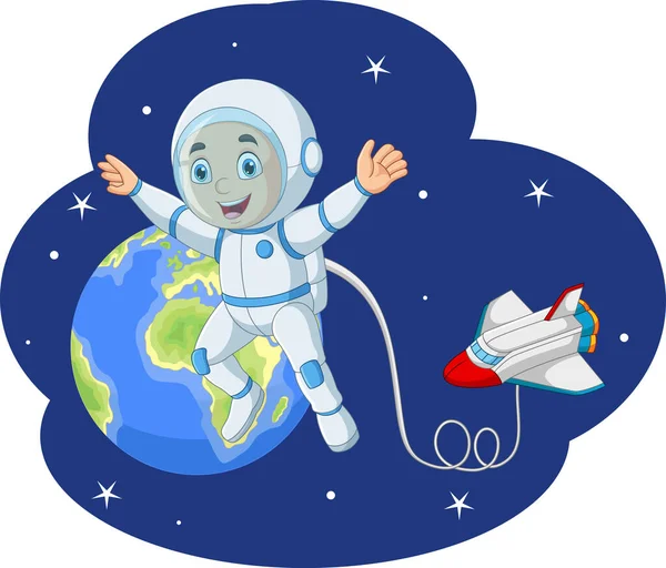 Cartoon Astronaut Outerspace — Stock Vector