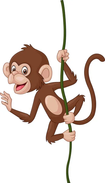 Ilustração Vetorial Macaco Bebê Dos Desenhos Animados Pendurado Galho Árvore —  Vetores de Stock