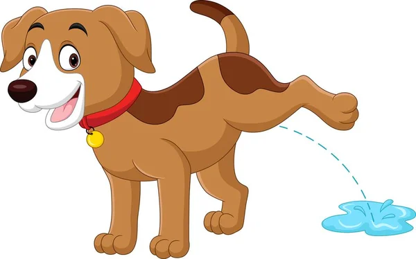 Ilustrație Vectorială Desene Animate Amuzant Mic Câine Pipi — Vector de stoc