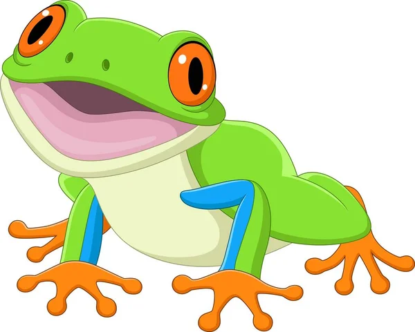 白色背景下卡通快乐青蛙的矢量图解 — 图库矢量图片