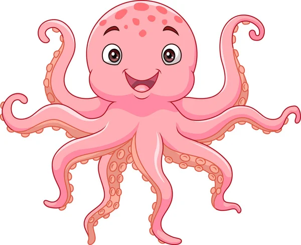 Vector Illustration Cartoon Happy Octopus White Background — Stock Vector