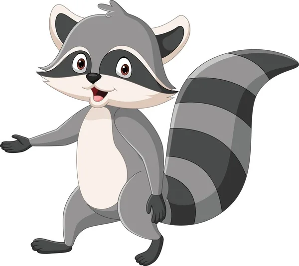 Vector Illustration Cute Raccoon Cartoon White Background — Stock Vector