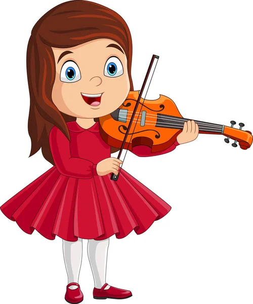 Εικονογράφηση Διάνυσμα Του Cartoon Κοριτσάκι Παίζει Βιολί — Διανυσματικό Αρχείο