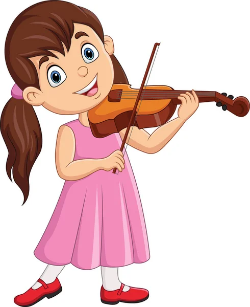 ベクトルイラストの漫画の女の子のバイオリン演奏 — ストックベクタ