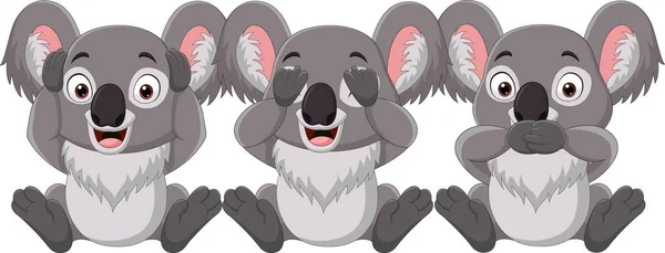 Illustration Vectorielle Trois Mignons Petits Koala Dessin Animé — Image vectorielle
