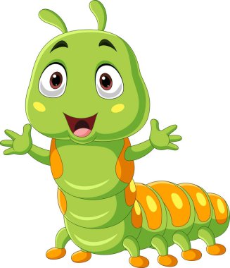 Beyaz arka plan üzerinde izole karikatür caterpillar vektör çizim