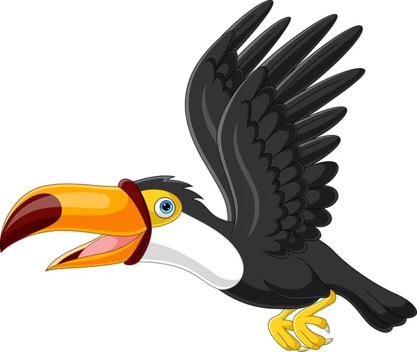 Vektor Illustration Des Cartoon Tukan Fliegt Auf Weißem Hintergrund — Stockvektor