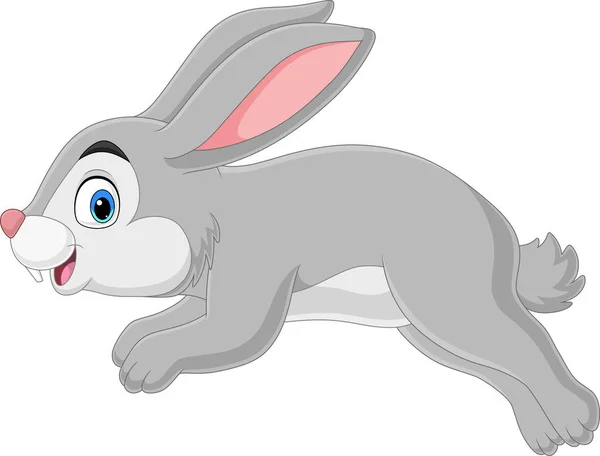 Vector Illustration Cartoon Funny Rabbit Running White Background — Stock Vector