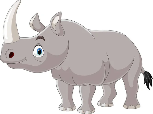 Vektor Illustration Tecknad Rhino Vit Bakgrund — Stock vektor