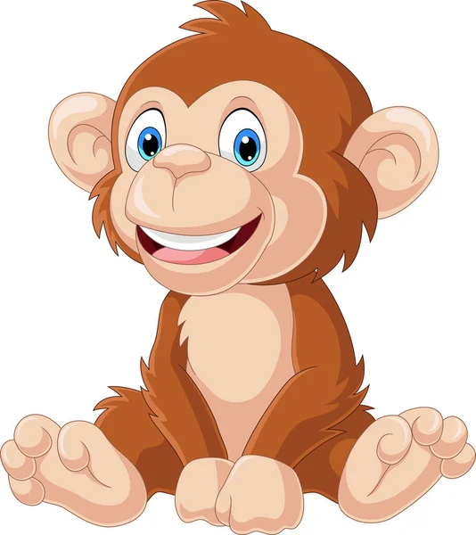 Διάνυσμα Εικονογράφηση Του Χαριτωμένο Μικρό Καρτούν Μαϊμού Κάθεται — Διανυσματικό Αρχείο