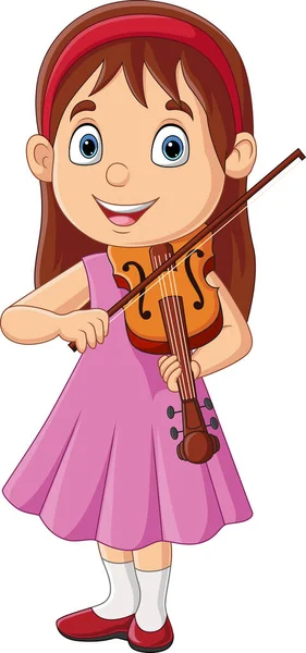 ベクトルイラストの漫画の女の子のバイオリン演奏 — ストックベクタ