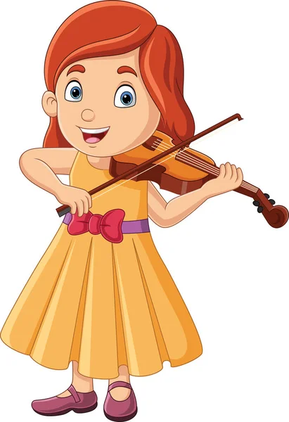 Ilustração Vetorial Menina Dos Desenhos Animados Tocando Violino — Vetor de Stock
