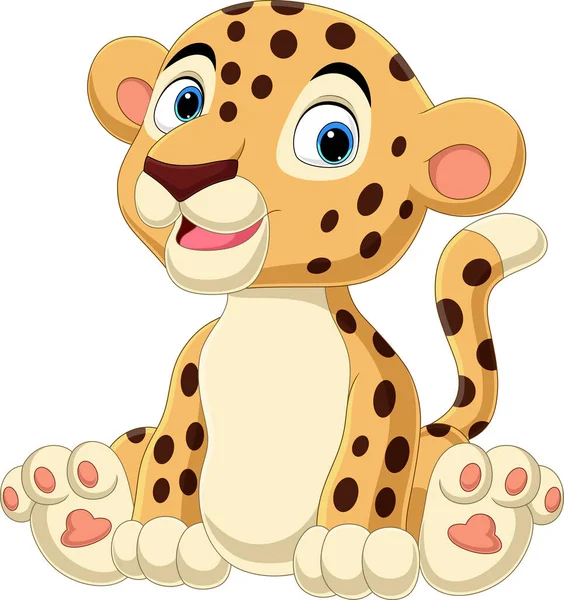 Vector Ilustración Lindo Bebé Leopardo Dibujos Animados Sentado — Archivo Imágenes Vectoriales