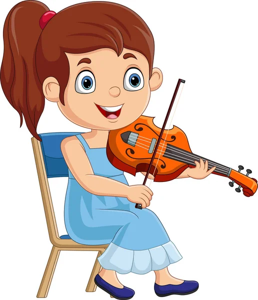 Εικονογράφηση Διάνυσμα Του Cartoon Κοριτσάκι Παίζει Βιολί — Διανυσματικό Αρχείο
