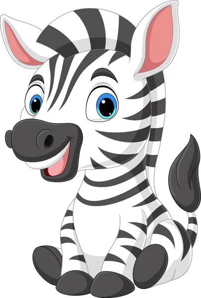 Wektor Ilustracja Kreskówki Cute Baby Zebra Siedzi — Wektor stockowy