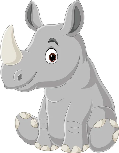 카툰귀엽고 귀여운 코뿔소 — 스톡 벡터