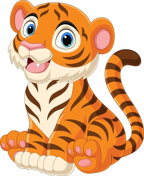 Vektor Illustration Von Cartoon Lustige Baby Tiger Sitzen — Stockvektor