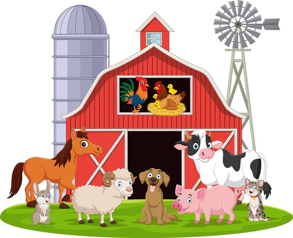 Vektor Illustration Von Cartoon Nutztieren Stall — Stockvektor