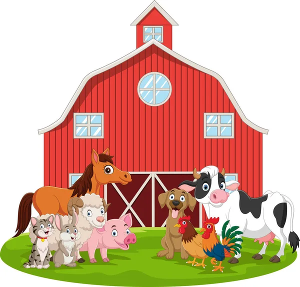 Εικονογράφηση Διάνυσμα Των Ζώων Cartoon Αγρόκτημα Στην Αυλή — Διανυσματικό Αρχείο