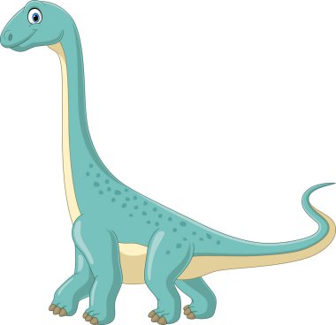 Beyaz arka planda çizgi film dinozorunun vektör illüstrasyonu