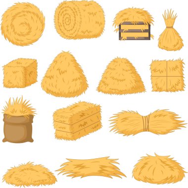 Illustration of haystacks collection set clipart