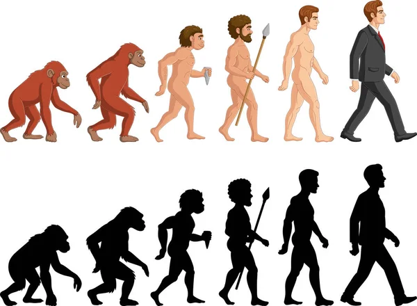 Vektorová Ilustrace Evoluce Člověka Bílém Pozadí — Stockový vektor