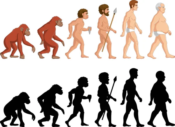 Vector Illustration Cartoon Evolution Man White Background — Image vectorielle