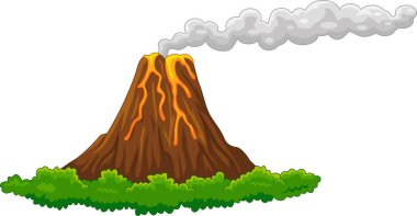 Vector illustration of Volcano island erupting with lava