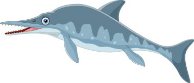 Vector illustration of Cartoon ichthyosaurus on white background
