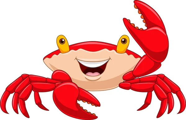 Cartoon Happy Crab White Background — Stockvektor