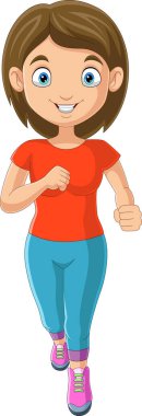 Vector illustration of Cartoon young woman jogging on white background