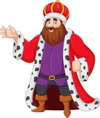 Vector illustration of Cartoon king standing on white background