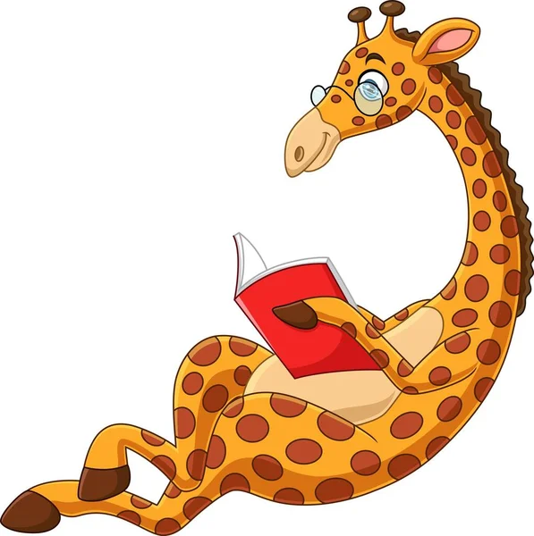 Мультфильм Жираф Читающий Книгу — стоковый вектор