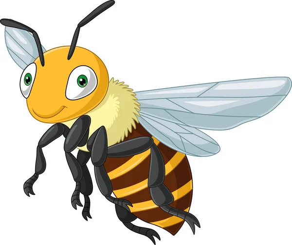 卡通黄蜂在白色背景下飞行的矢量图解 — 图库矢量图片