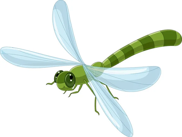 Vector Illustration Cartoon Funny Dragonfly White Background — Stock Vector