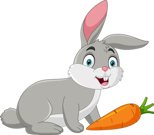 Vector Illustration Cartoon Happy Rabbit Carrot — Stock Vector