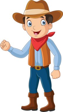 Çizgi filmin temsilcisi mutlu kovboy el sallıyor.