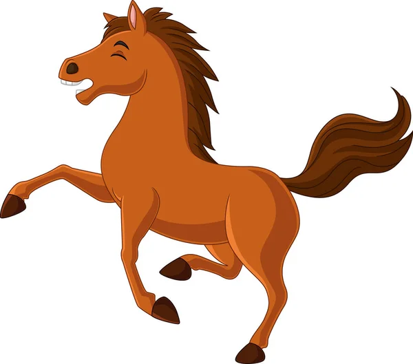 Vector Illustration Cartoon Funny Brown Horse Standing — Stock Vector